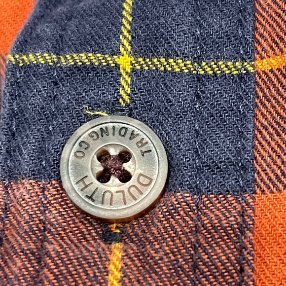 Duluth Trading Free Swingin Flannel Men’s XLT Rust Navy Plaid Pocket Button Down - Picture 5 of 6